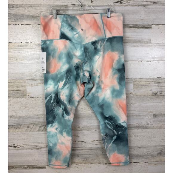 Athleta Women’s Plus 2X Elation 7/8 Printed Blue abstract Workout Leggings NWT - Picture 2 of 6